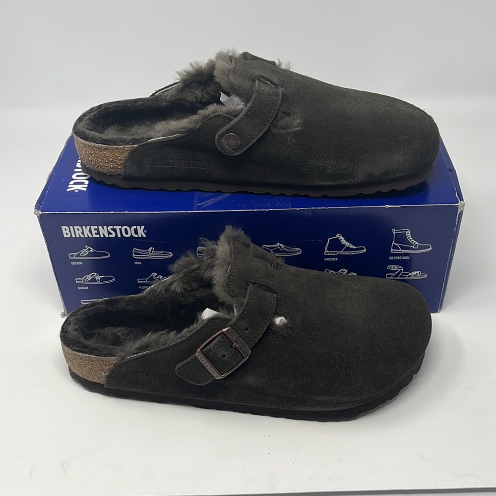 Birkenstock Boston Shearling Clog Mocca Suede Leather Size 9 or 9.5 Regular - Picture 3 of 7